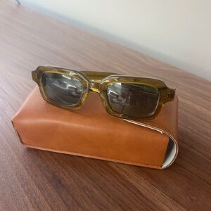 Crap Eyewear Olive Green Rectangular Sunglasses